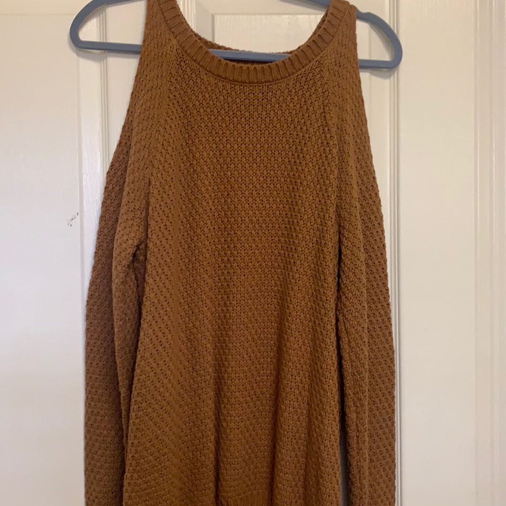 Confess Gold Open Shoulder Sweater